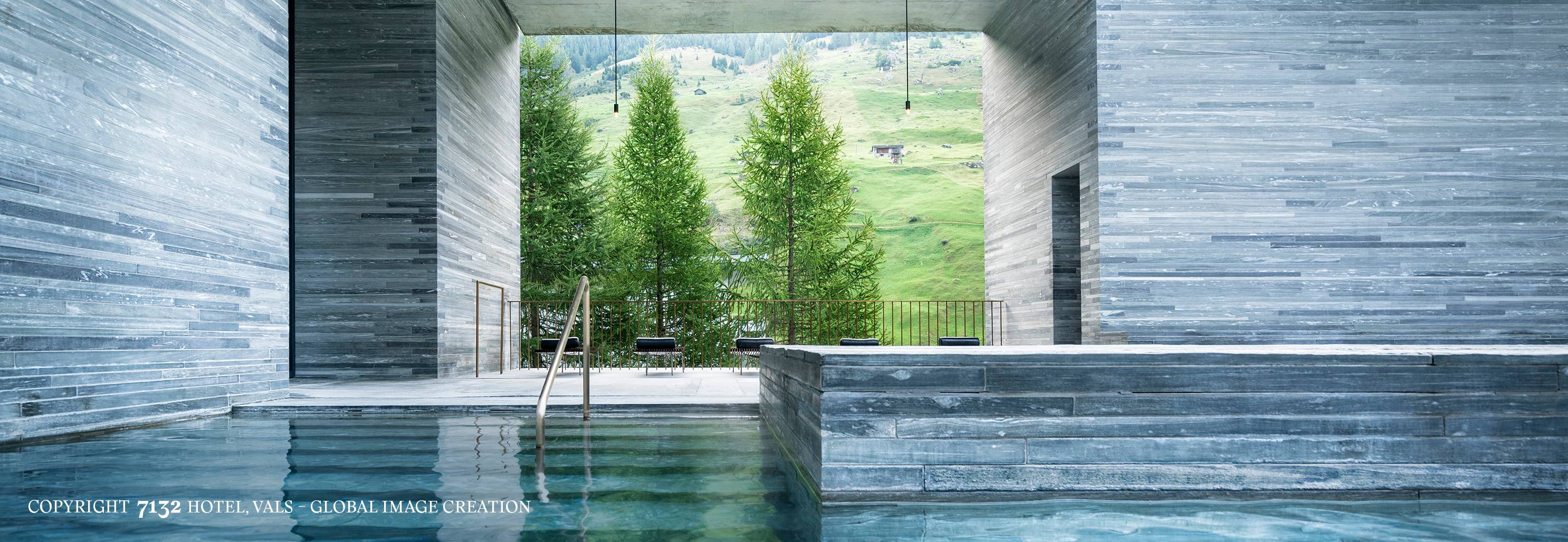 Thermalquelle Vals direkt neben dem Hotel Alpina Vals 