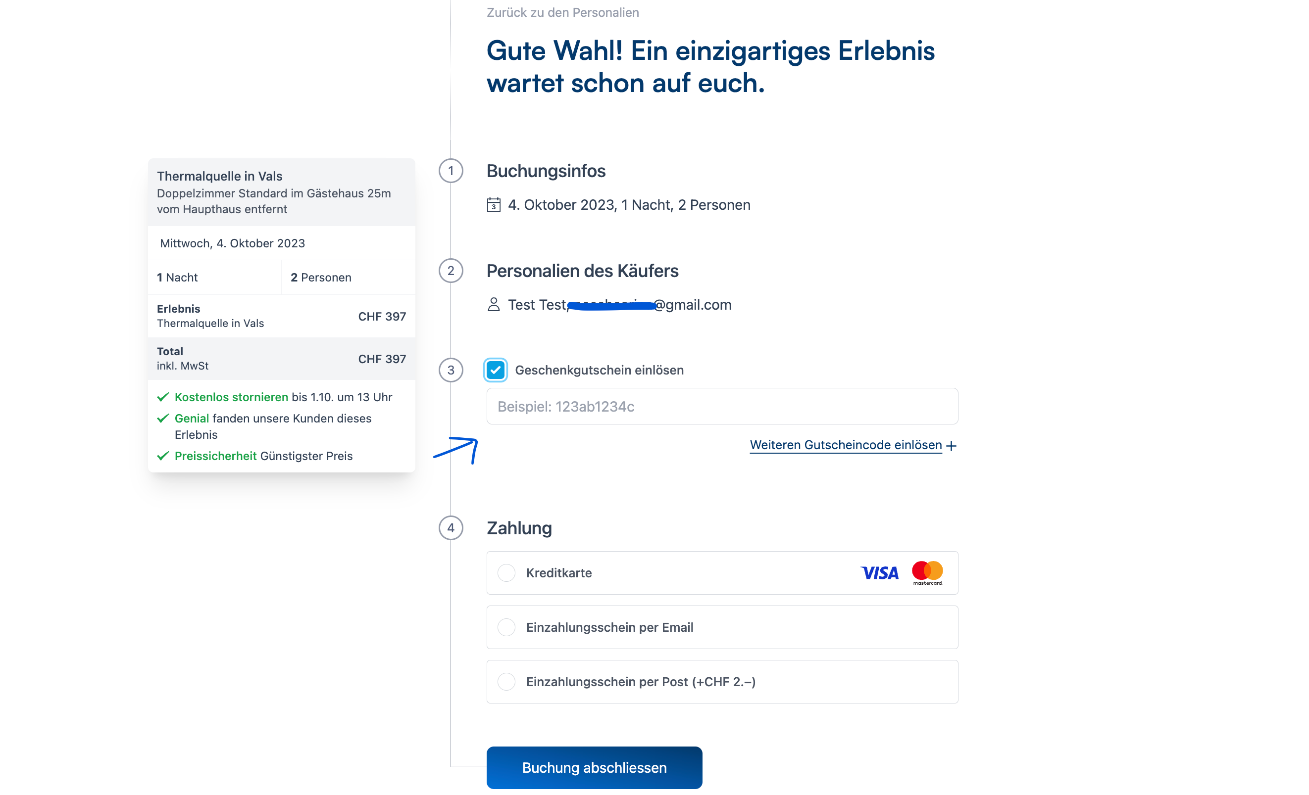 Bild von einem Buchungsabschluss als Beispiel